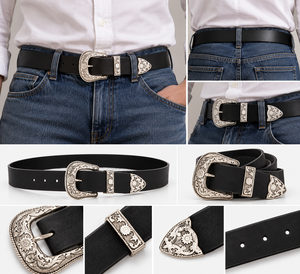 Cinturones de Cuero Vaquero para Hombre al por Mayor, Accesorios de Moda Estilo Occidental Premium de Divine International - Product Image 5