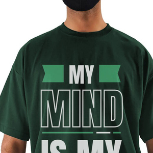 T-shirt vert foncé oversize pour homme en coton épais, uni, sans motif, à manches courtes, style streetwear, coupe ample, haute qualité - Product Image 4