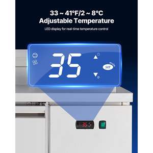 Refrigerador Comercial de 67 Pulgadas para Cocina, 20.3 Pies Cúbicos, Puerta Única, Mesa de Preparación de Pizza, 9 Bandejas, Encimera Ultra Ancha de 20 Pulgadas para Preparación de Alimentos - Product Image 5