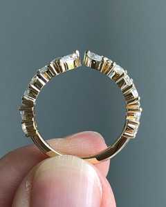 แหวนเพชรทรงมาร์คีส์และทรงกลมแบบครึ่งวงกลมลายดอกไม้ ทองคำแท้ 14K เพชรเพาะเลี้ยง แหวนแต่งงาน แหวนแทนคำมั่นสัญญา ของขวัญสำหรับคนรัก - Product Image 4