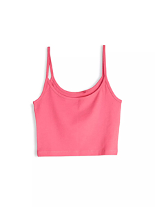 Top Corto Casual sin Mangas para Mujer, Tejido Acanalado, con Cordón Lateral Fruncido, Transpirable, Diseño Básico - Product Image 1