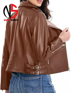 Chaqueta de Cuero para Mujer, Primavera 2026, Invierno, Rojo, Marrón Oscuro, Talla Grande, Estilo Pakistaní, Ropa Exterior de Cuero para Mujer - Product Image 3