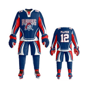 Ensemble d'uniformes de hockey sur glace confortables pour hommes, avec logo imprimé par sublimation, tissu doux, vêtements d'équipe. - Product Image 1