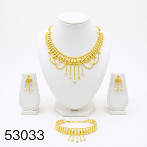 Elegante Juego de Collar y Pendientes de Mujer con Diseño de Hoja, Chapado en Oro y Circonitas, Cadena de Cuerda de 16 Pulgadas, Modelo 53039 - Product Image 5