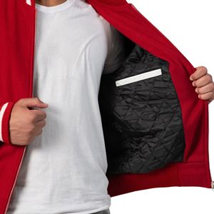 Veste universitaire américaine rétro vintage en patchwork, corps en laine, manches en cuir d'agneau véritable, broderie chenille, respirante et coupe-vent - Product Image 6