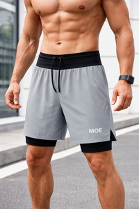 Shorts de course pour hommes à double couche en mesh, séchage rapide, pour la gym et l'entraînement, avec cordon élastique, fabrication OEM sous marque privée - Product Image 4