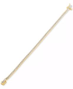 Bracciale Tennis zaffiro bianco creato (8-1/8 ct. T. w.) in oro giallo 14k su argento Sterling | Macacy's - Product Image 3