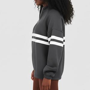 Sudadera con capucha retro personalizada para mujer, top corto holgado de algodón puro, manga larga, estilo urbano. - Product Image 5