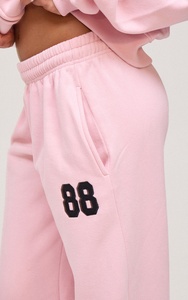 Pantalones de chándal rosas de pierna ancha para mujer, de cintura alta con cordón, ajuste holgado informal, pantalones de descanso, joggers de pierna recta, venta al por mayor - Product Image 4