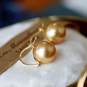 Pendientes Colgantes con Cuentas de Oro Natural de 11-12 mm, Estilo Lujoso, Chapado en Oro de 18K, Color Reina, Brillo de Cuero con Diseño Básico Impecable - Product Image 2