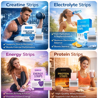 Bandes de film orales pré-entraînement, créatine, protéines de lactosérum, caféine, énergie, électrolytes, nutrition sportive, dissolution instantanée