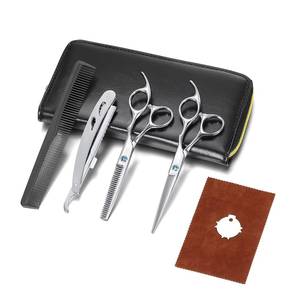 Ensemble professionnel de ciseaux de coiffure, peigne, tondeuse, acier inoxydable 440C, pour droitiers, manche moyen, 28 dents, léger - Product Image 6