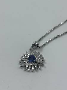 Collier Pendentif Soleil en Argent Sterling 925 avec Saphir Bleu Trillion, Plaqué Rhodium, Charm Solitaire Classique, Cadeau Minimaliste - Product Image 3
