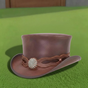 Premium quality custom made Handmade Brown Leather <b>Steampunk</b> Top <b>Hat</b> Victorian Western Festival Cosplay <b>Hat</b> - Product Image 2