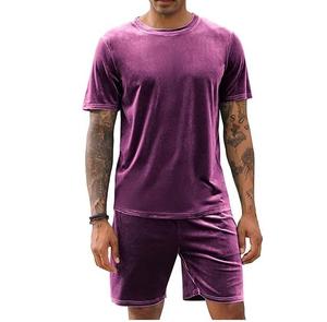 Plain Yellow Color Velvet Tracksuit Velour T-Shirt Short <b>Set</b> Fitness <b>Set</b> Tracksuit Summer Wear Outdoor Twins <b>Set</b> Breathable - Product Image 5