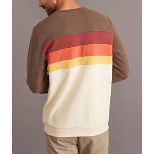 Sudadera informal de cuello redondo para hombre, diseño de bloque de color, poliéster/algodón, venta al por mayor para la temporada de invierno a rayas - Product Image 3