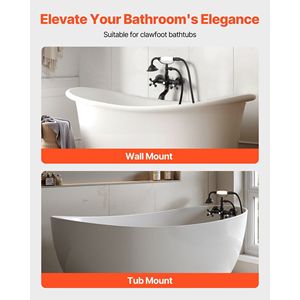 Robinet de baignoire à pattes vintage noir mat avec kit de douche mural et douchette à main - Product Image 2