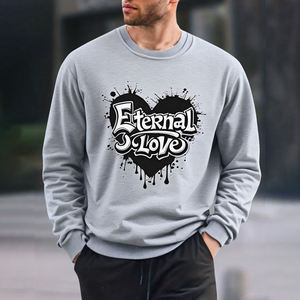 Nouveau sweat-shirt à manches longues pour homme 100 % polyester col rond coupe ample couleur unie imprimé pour l'automne Commerce extérieur - Product Image 3