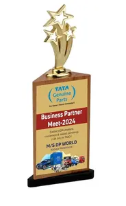 Premio al Logro de Socios en Reuniones Corporativas, Trofeo de Diseño Estrella con Base de Madera, Reconocimiento Empresarial, Agradecimiento Anual - Product Image 2