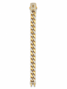 ELVORA <b>GEMS</b> Men's Natural 22K Gold Plated Fancy Dark Diamond <b>Bracelet</b> Brilliant Cut Hiphop Style Everyday Wear Model ELV061 - Product Image 5
