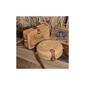 Sac fourre-tout en rotin de haute qualité, best-seller |   Panier en osier tressé à la main durable avec fermeture éclair et décoration de perles pour la plage et les voyages - Product Image 1
