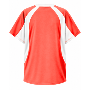 Camiseta raglán transpirable personalizada de la hermandad Delta Sigma Theta con logotipo bordado en la parte delantera, roja y blanca, informal, de manga corta para mujer - Product Image 3