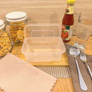 ภาชนะ PP ทรงสี่เหลี่ยมขนาด 750 มล. ฝาปิดป้องกันการรั่วซึม เป็นมิตรกับสิ่งแวดล้อม ใช้กับไมโครเวฟได้ ปลอดสาร BPA ย่อยสลายได้ เหมาะสำหรับอาหารแบบกลับบ้าน คุณภาพพรีเมียม - Product Image 1