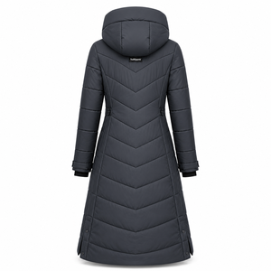 Women Long Woven Quilted Hooded Winter Jacket Full Sleeve Thick Polyester Wadding Parka Outerwear - Product Image 2