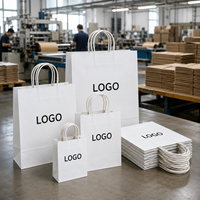 Bolsas de Compra de Papel Kraft Blanco Reciclable con Asas e Impresión de Logotipo Personalizado para Empaquetado Minorista Directo de Fábrica