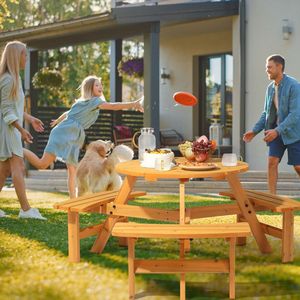 Tavolo da Picnic in Legno per 6 Persone con 3 Panche Integrate, Ideale per Veranda, Giardino, Patio o Parco - Product Image 6