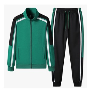 Chándal Unisex Negro y Verde con Bloques de Color, Cierre de Cremallera en Manga Larga, Transpirable, de Poliéster, para Otoño, Corte Regular - Product Image 3