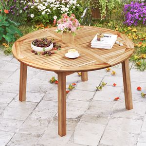 53 Inch Acacia <b>Wood</b> Dining <b>Table</b> <b>Outdoor</b> Patio <b>Table</b> for 4-6 People, Durable, Weather Resistant & Easy Assembly - Product Image 3