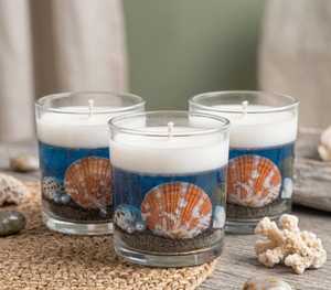 Ocean Beach Theme Gel Wax <b>Candle</b> Seashell Design Handmade <b>Long</b>-lasting Aromatherapy Scented Luxury Valentine's Day Home Decor - Product Image 3