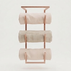 Luxury Modern Wall Mounted Rose Gold <b>Towel</b> <b>Rack</b> 3-Tier Space-Saving Metal Holder For Rolled Bath <b>Towels</b> Minimalist Bathroom - Product Image 1