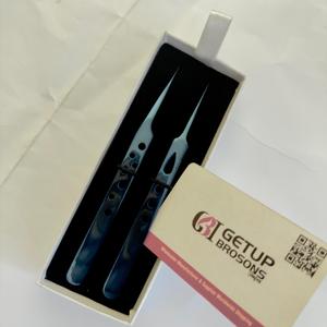 Pince à cils GETUP BROSONS IMPEX, manche plaqué plasma bleu, acier inoxydable, précision durable, pointe droite en fibre lisse, 10 mm - Product Image 6