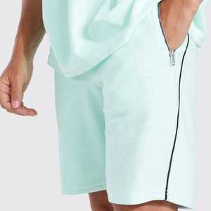 Conjunto de Camiseta y Pantalones Cortos de Algodón Verde Menta para Hombre, Color Sólido, Transpirable, Ropa Casual de Verano, Tejido de Punto - Product Image 6