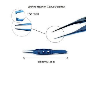 Pinzas Quirúrgicas Profesionales de Titanio con Dientes, 85 mm, 1x2 Dientes, Instrumento de Precisión para Sujetar Tejidos, Acabado Azul - Product Image 5