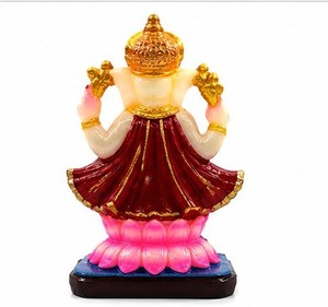 Handmade White Marble Ganesha <b>Statue</b> Hindu God Figurine <b>Religious</b> Sculpture for Home Office Worship - Product Image 2