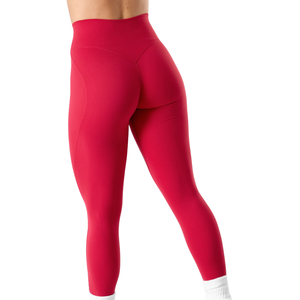 กางเกงเลกกิ้งเอวสูงพิเศษสำหรับผู้หญิง สีแดงสด ยืดหยุ่นสูง เหมาะสำหรับโยคะ ออกกำลังกาย ฟิตเนส กระชับหน้าท้อง ไร้ตะเข็บ ชุดออกกำลังกายสำหรับผู้หญิง - Product Image 3