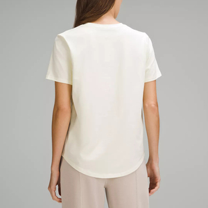 Ladies High Quality Cotton Short Sleeves <b>Tshirts</b> Wholesale Women's Deep V Neck Plain T Shirts With Casual Print - Product Image 2