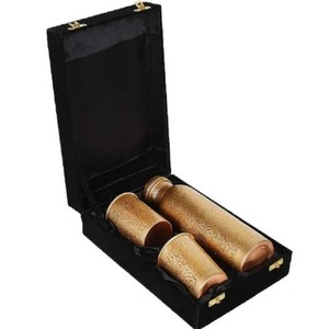 Ensemble de bouteilles d'eau en cuivre avec verres, revêtement anti-corrosion, étanche, réutilisable, cadeau, vaisselle pour les voyages et le bureau - I H C - Product Image 1