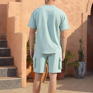 Ensemble court décontracté pour homme en polyester/coton respirant coupe-vent pour l'été - Product Image 4