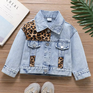 Autumn Fashion Kids Boys Girls Leopard Denim <b>Jacket</b> Children Long Sleeve Pocket Coat - Product Image 4