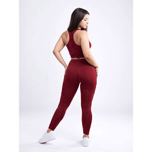 <b>Women's</b> High Quality Eco-Friendly Breathable Elastic Crop Tank <b>Top</b> <b>Burgundy</b> Small Medium Lightweight Sporty Racerback Knitted - Product Image 4