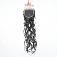 Cheveux Indiens du Temple du Tamil Nadu, Closure HD 4x4, Cheveux Humains Vierges Remy, Double Trame Faite à la Machine, Noir, 100g, Emballage en Polybag
