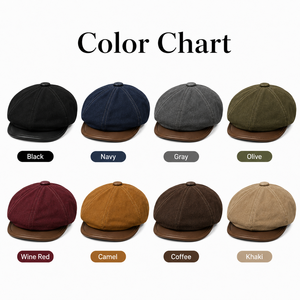 MEGAMAPLE A010607 Chapeau d'hiver unisexe en cuir de mouton imperméable, style décontracté, octogonal, casquette de peintre, casquette de newsboy, 58-60CM - Product Image 6