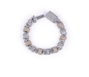Hiphop Chain Link <b>Bracelet</b> Rhodium Plated Alloy Micro Pave <b>Crystal</b> Lock Clasp Unisex Jewelry - Product Image 2