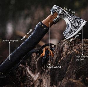 Hacha Vikinga Valhalla Forjada a Mano de la Mejor Calidad, Hacha de Caza Hecha a Mano con Grabado para Supervivencia, con Funda - Product Image 2