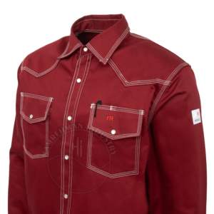 Chemises de soudeur FR American Welding pour le travail, 100% coton, certifiées résistantes aux flammes et ignifuges. - Product Image 2