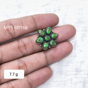 แหวนเงินแท้ 925 ประดับพลอยเทอร์ควอยซ์สีเขียวทองแดง งานแฮนด์เมด ขัดเงาอย่างดี ขายดีอันดับต้นๆ และขายส่งเครื่องประดับเงิน - Product Image 2